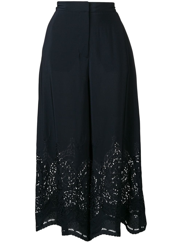 lace detail wide leg trousers