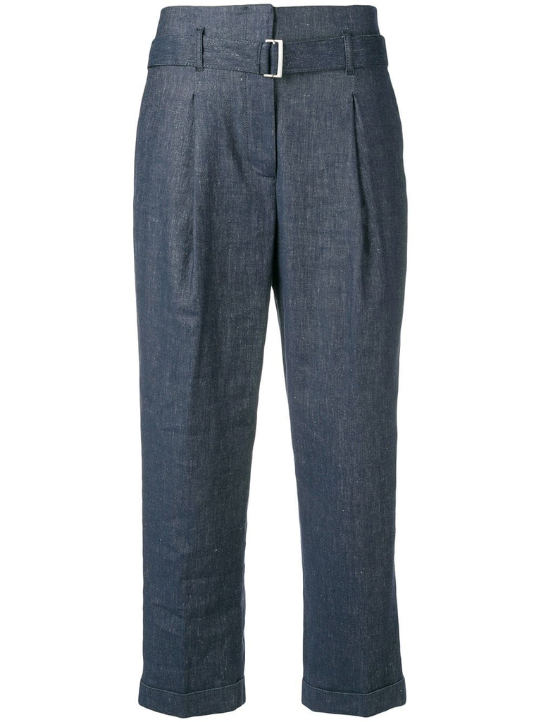 denim effect trousers