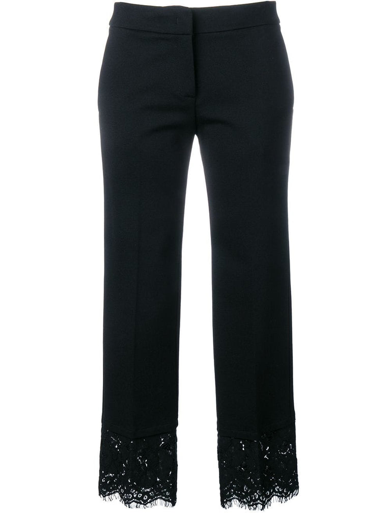 lace trim cropped trousers