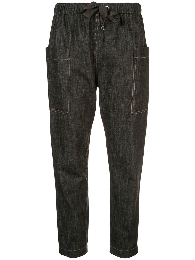 tapered denim style trousers