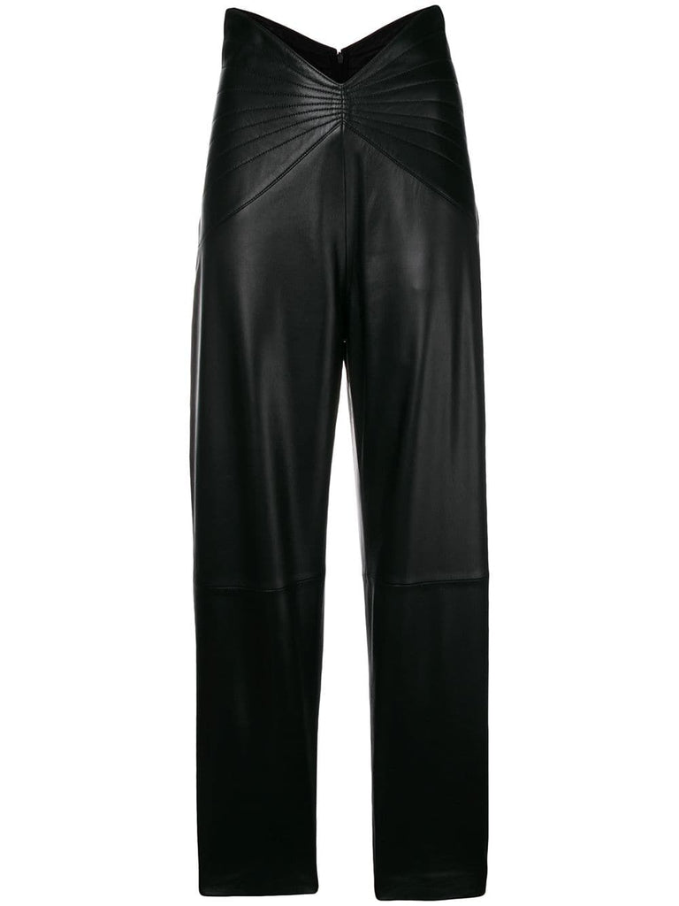 high-waist leather trousers