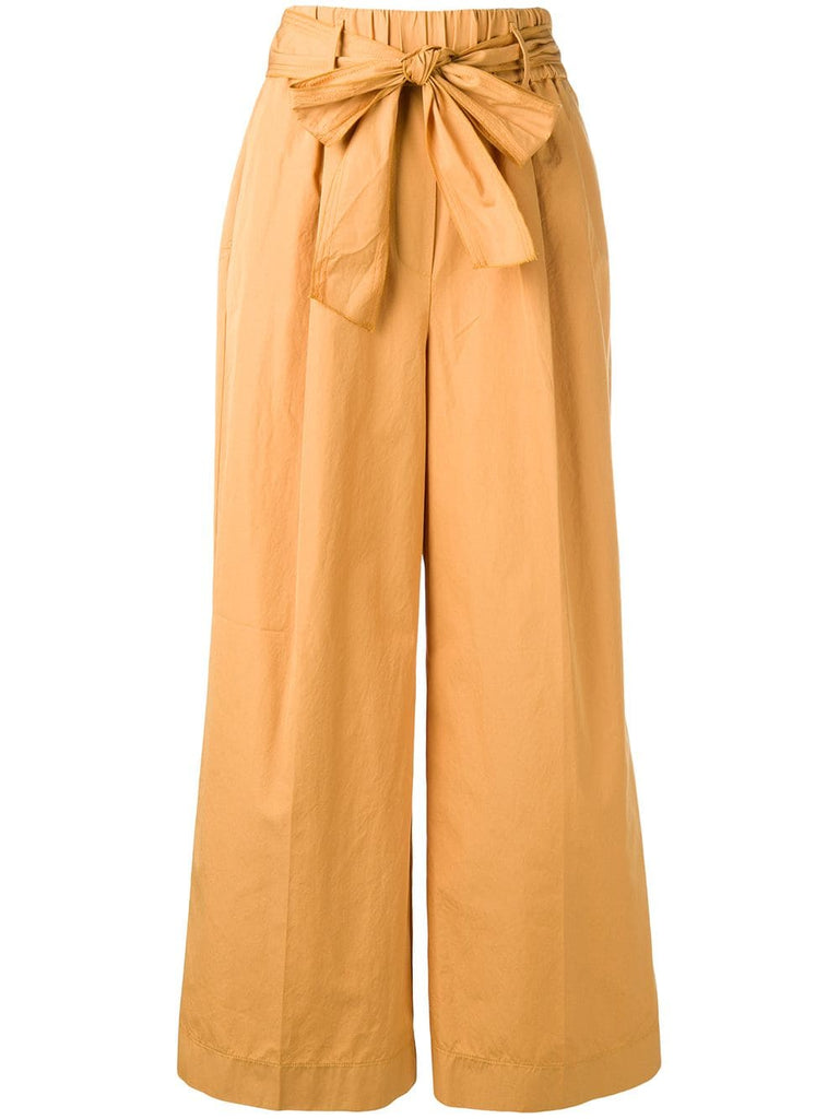 waist-tied flared trousers