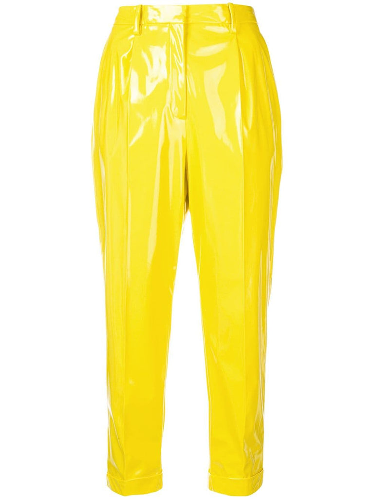 varnished high-waisted trousers