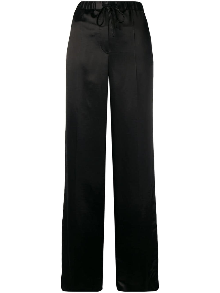 wide leg satin trousers