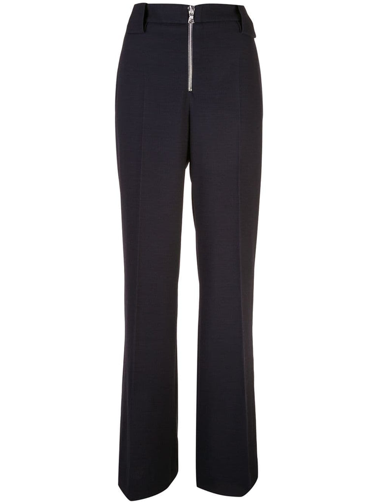 zip front wide leg trousers