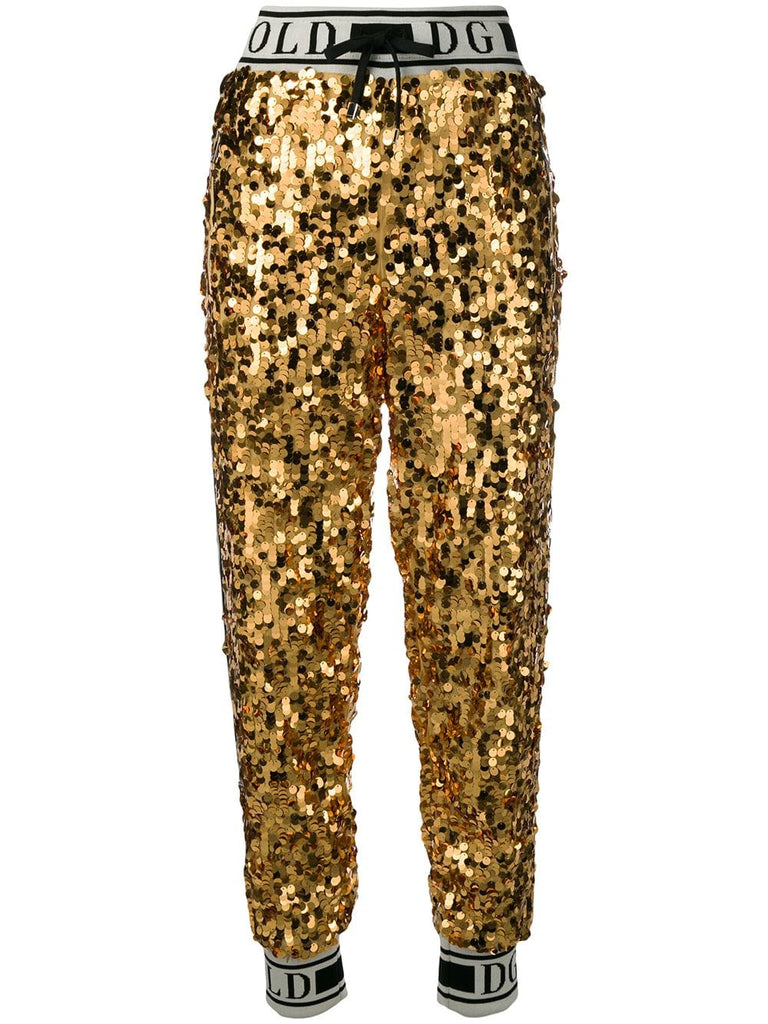 logo sequinned track pants