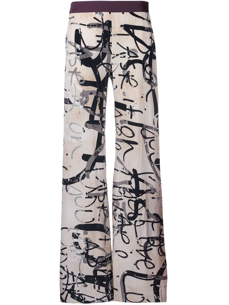 printed crepe trousers