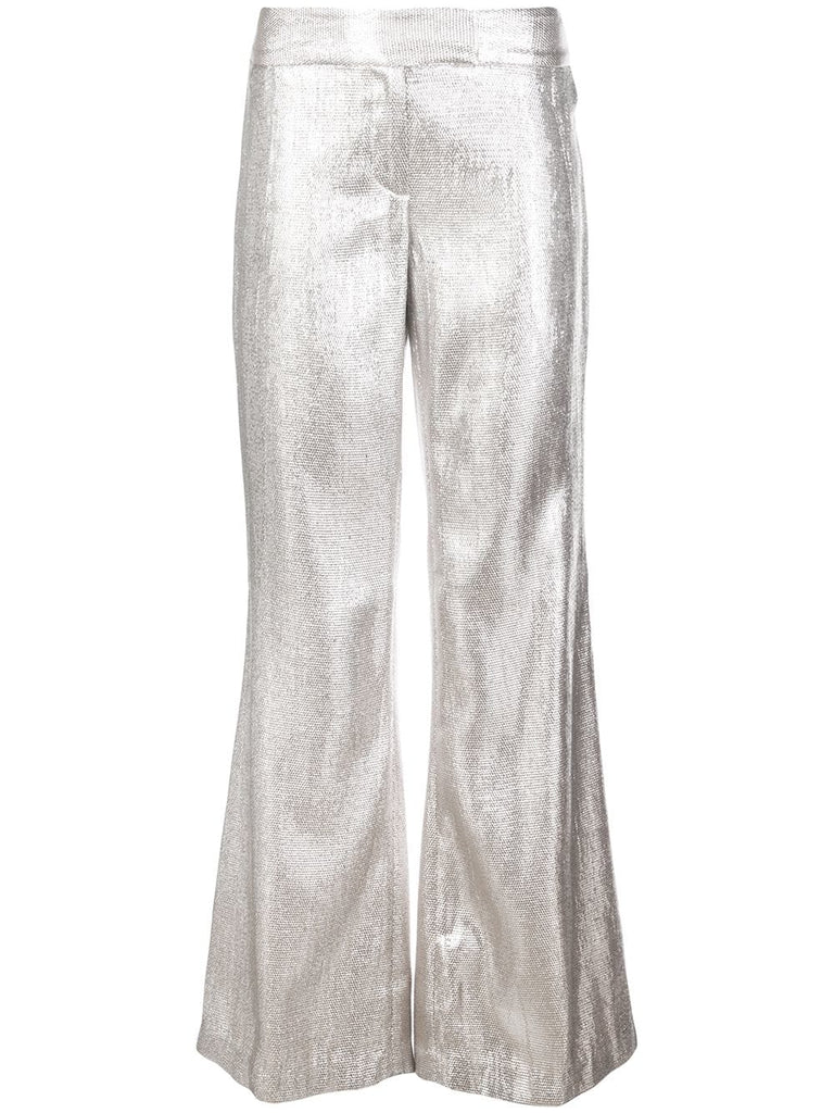 metallic wide-leg trousers