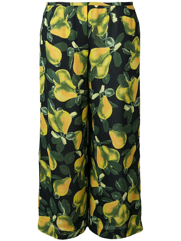 printed wide-leg trousers