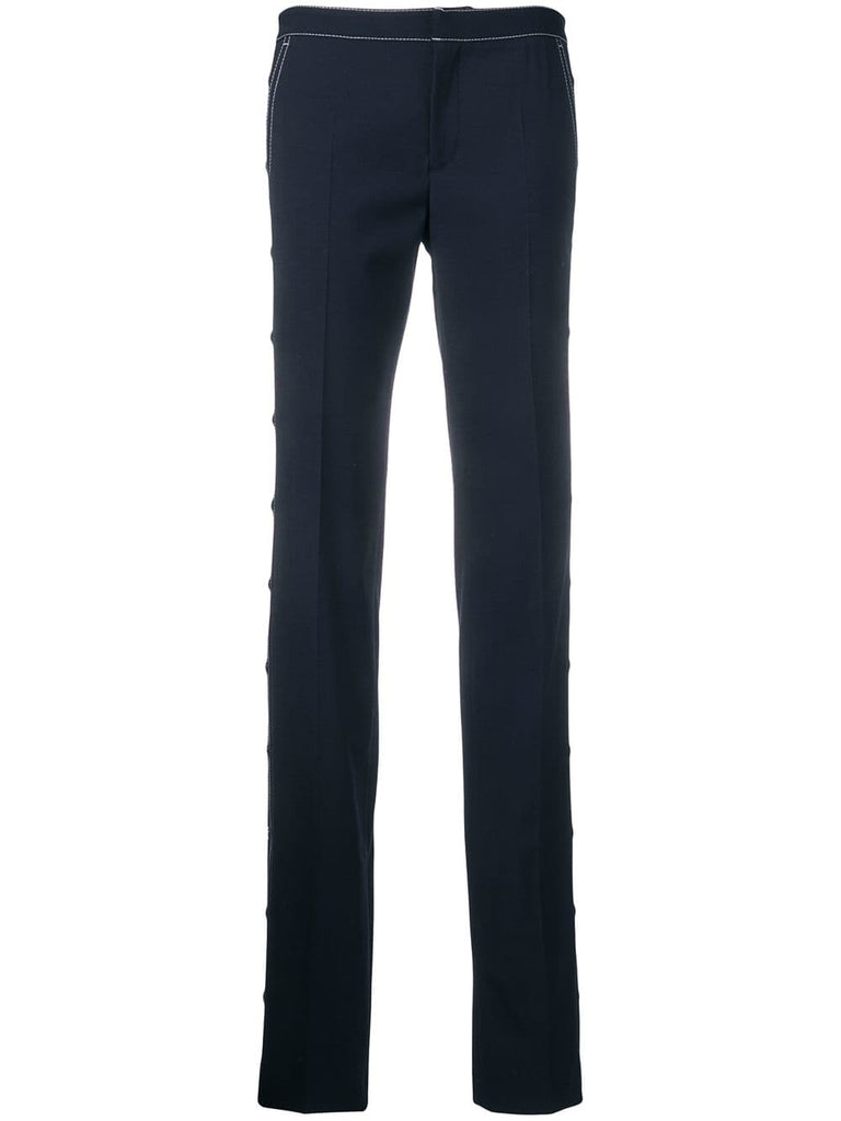 contrast stitch slim fit trousers