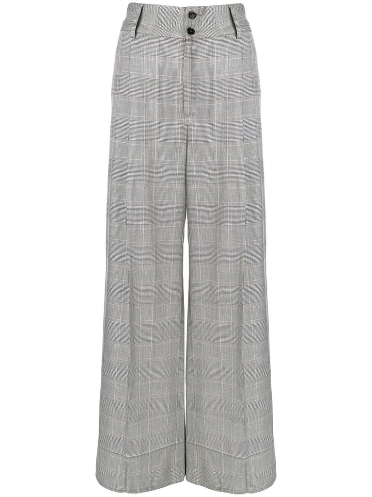 checked wide-leg trousers