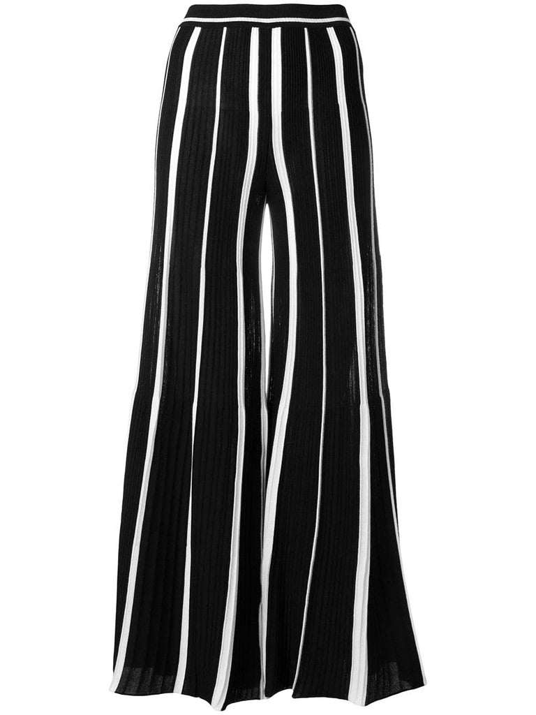 striped wide leg trousers