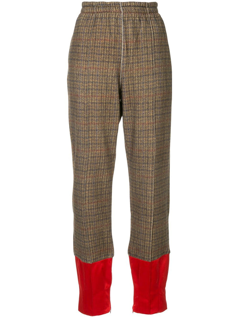 checked tapered trousers