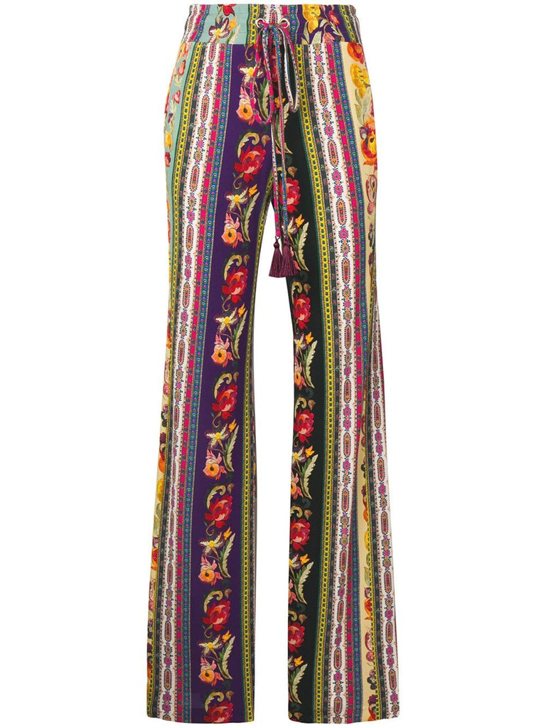 multi-print high waisted trousers