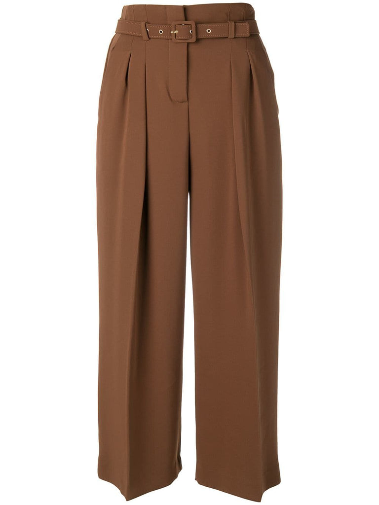 belted wide leg trousers