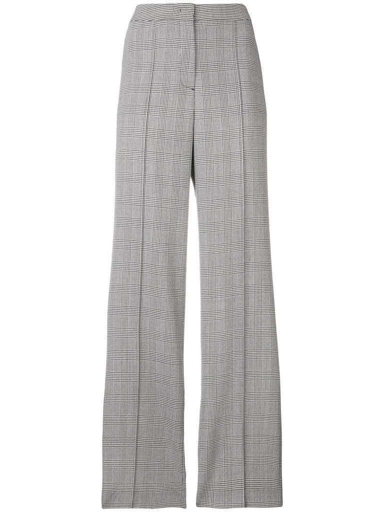 flared checked trousers