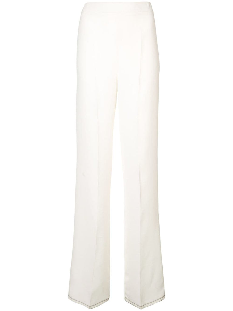 textured wide leg trousers