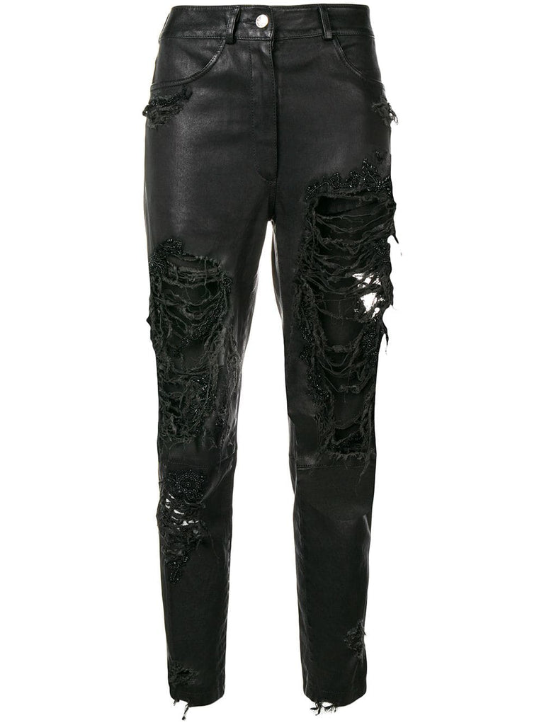 distressed skinny trousers