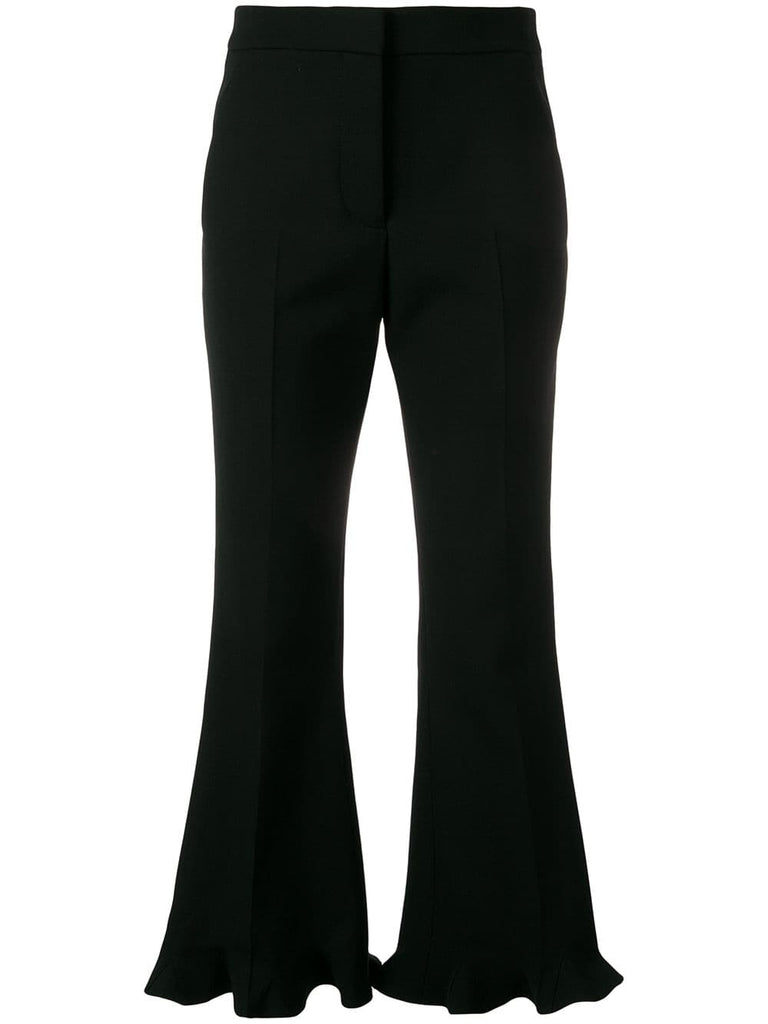 ruffle flare tailored trousers