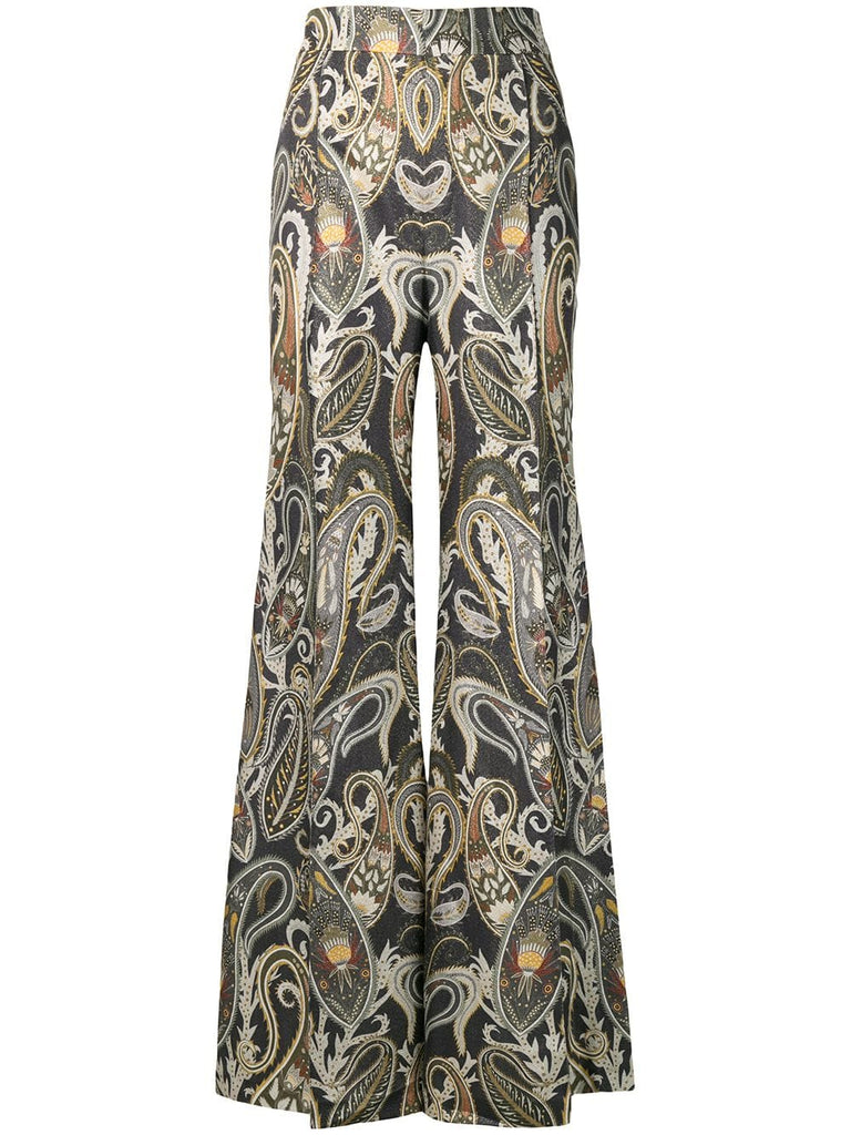 paisley print flared trousers