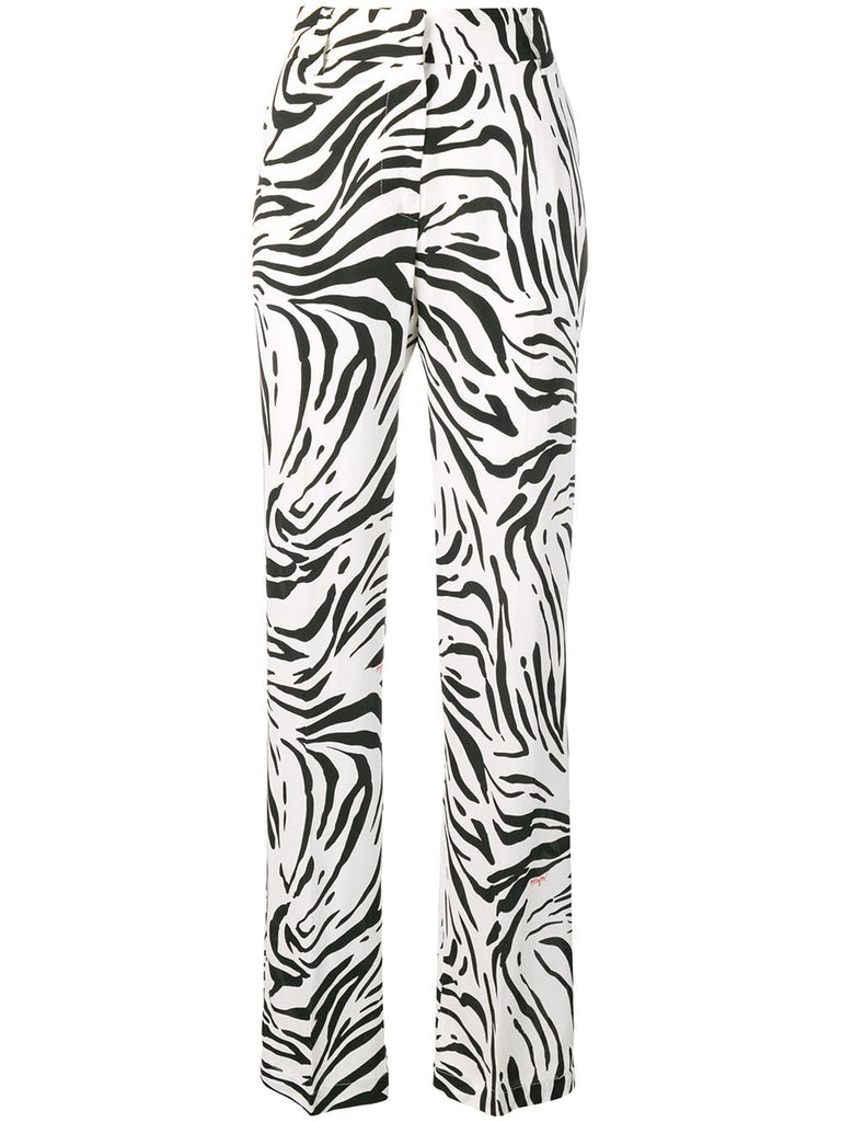 zebra print straight trousers