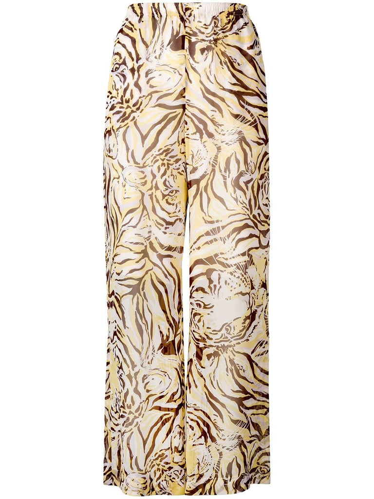 tiger print wide leg trousers