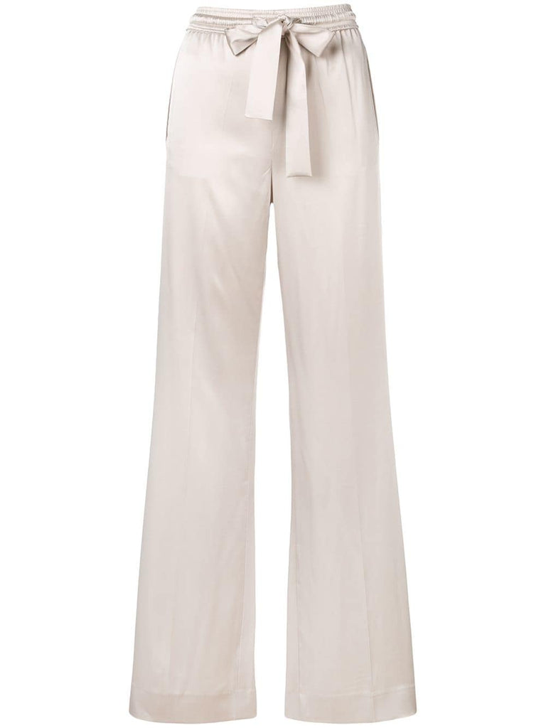 tie waist flared trousers