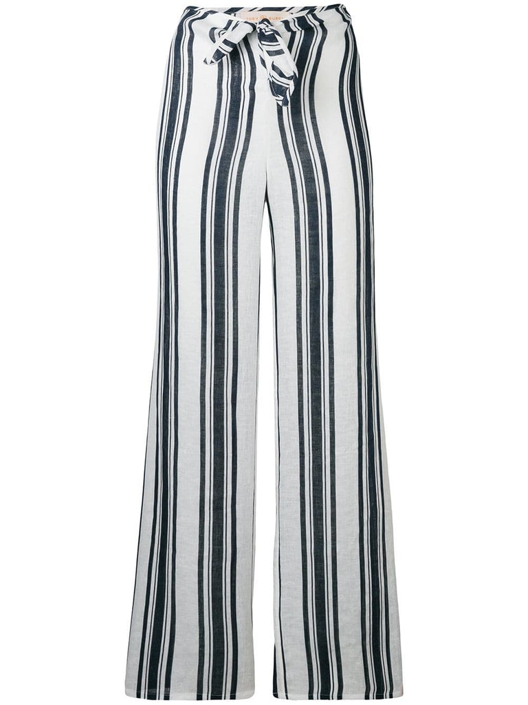 awning stripe flared trousers