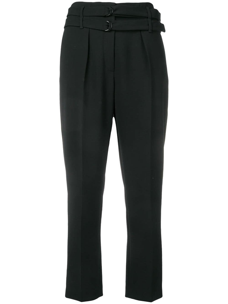 double belt cropped trousers