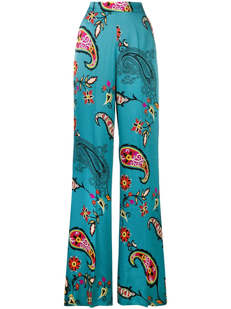 Paisley-print high waisted trousers