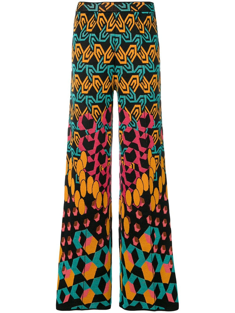 jacquard knit geometric trousers