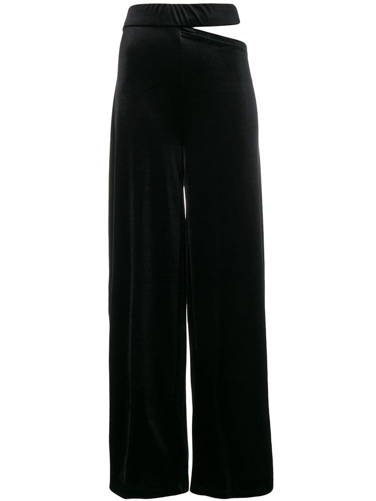 velvet side-slit trousers