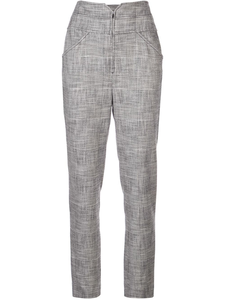 narrow check printed trousers