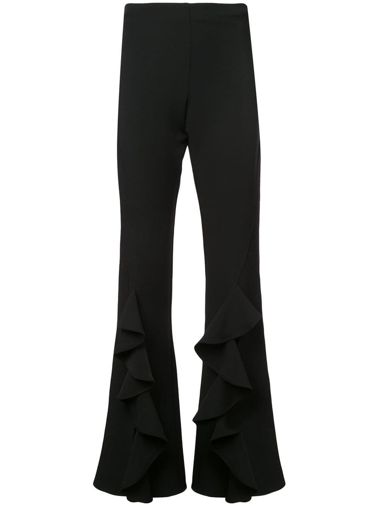 ruffle trim flared trousers