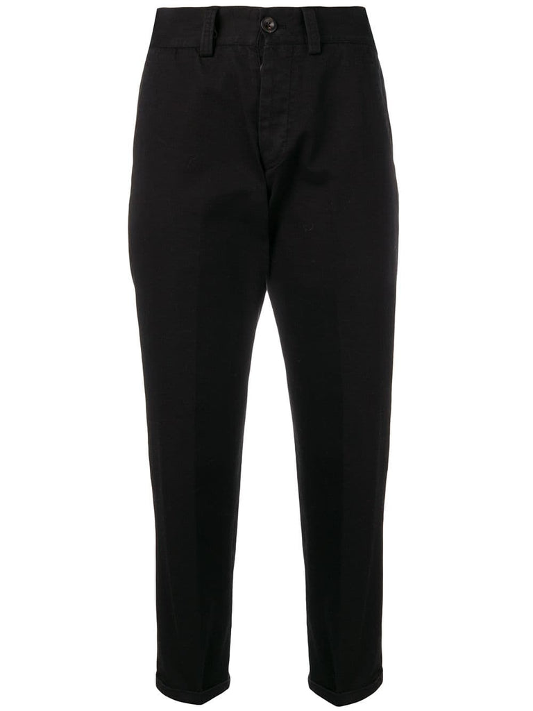 drop crotch cropped trousers