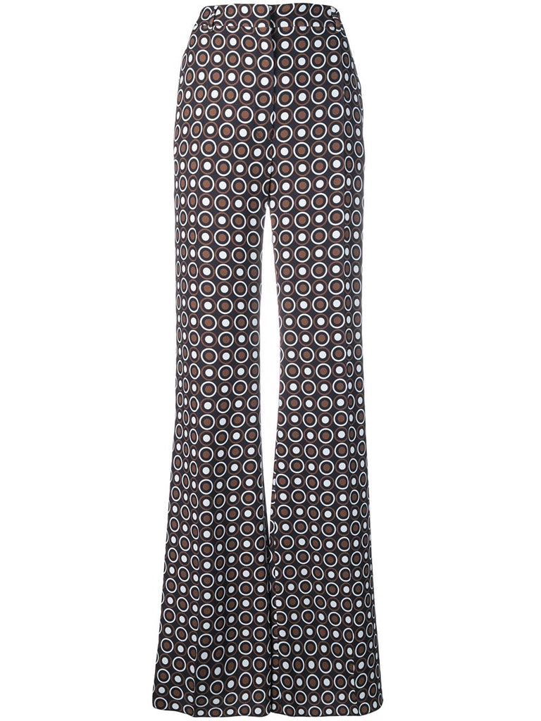 dotted print flared trousers