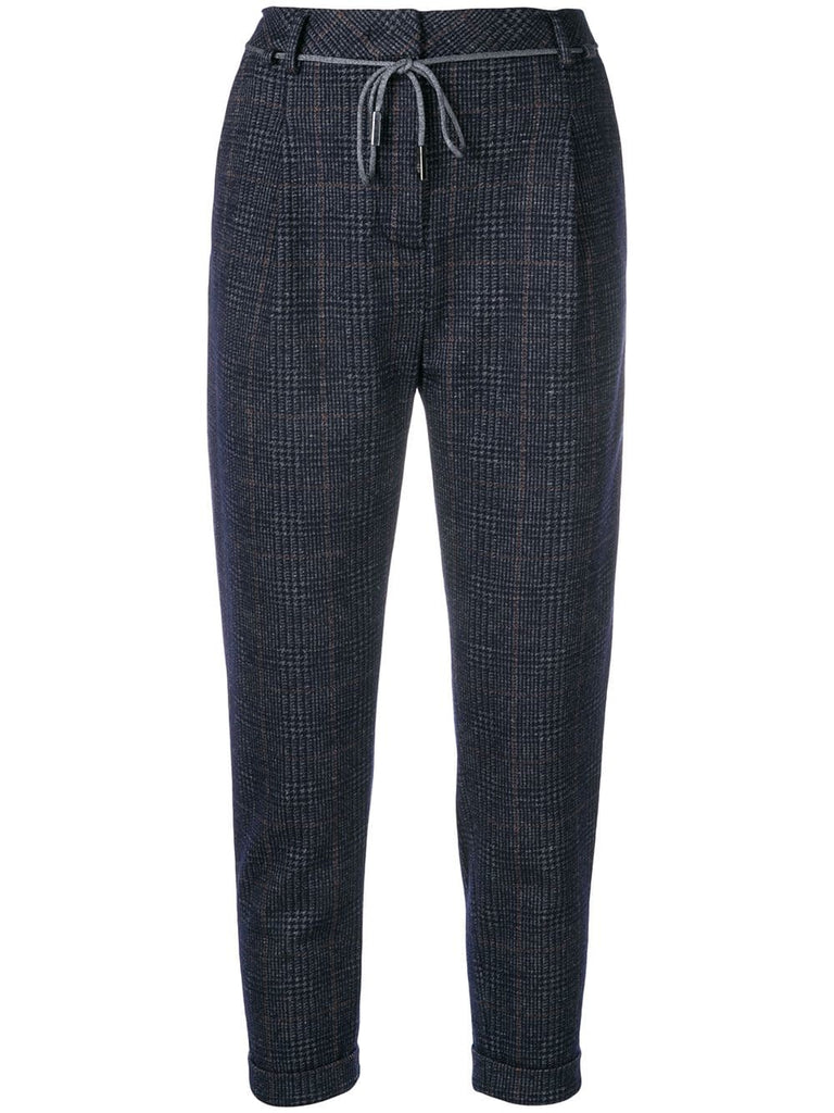 cropped check trousers