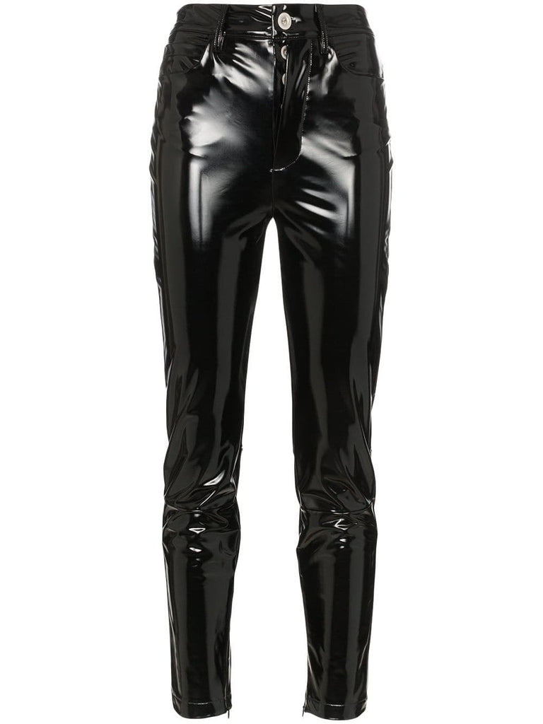 high waisted skinny latex jeans