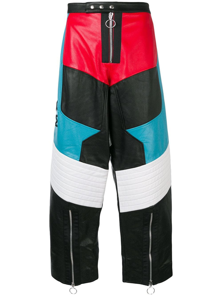 colour block biker trousers