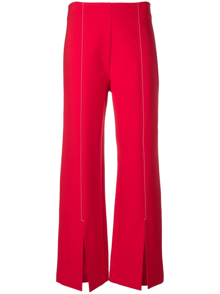 high-waist slit trousers