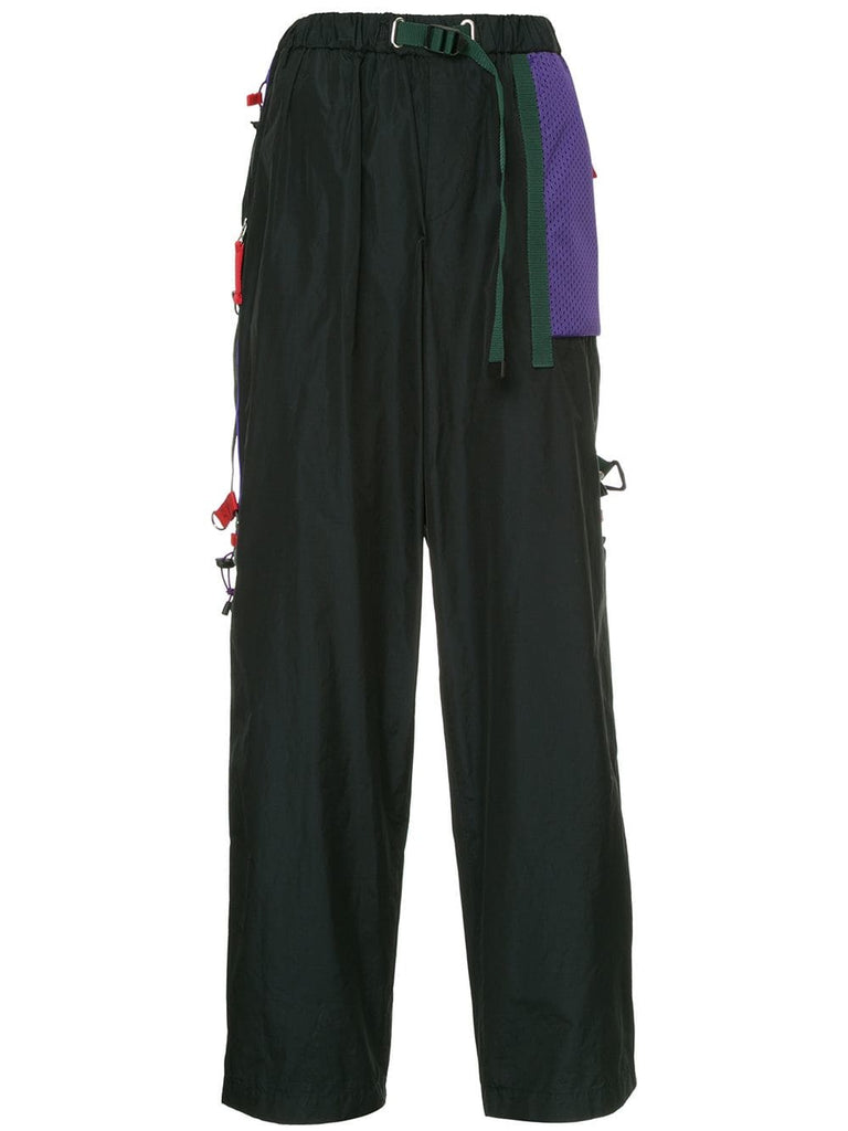 contrast mesh pocket track pants