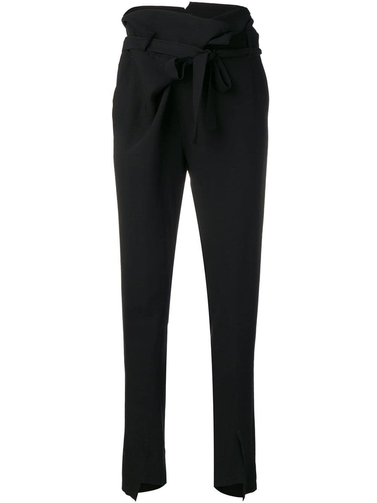 belted straight-leg trousers