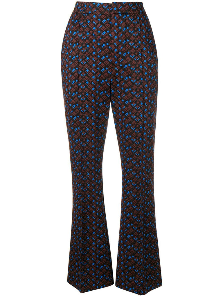 high rise flared trousers