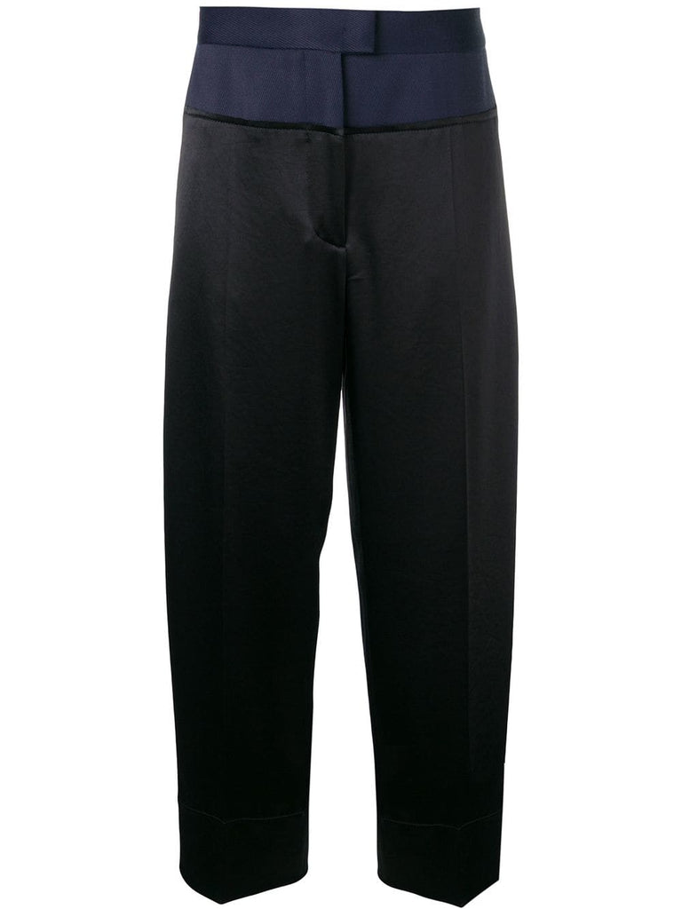 panelled waist wide leg trousers