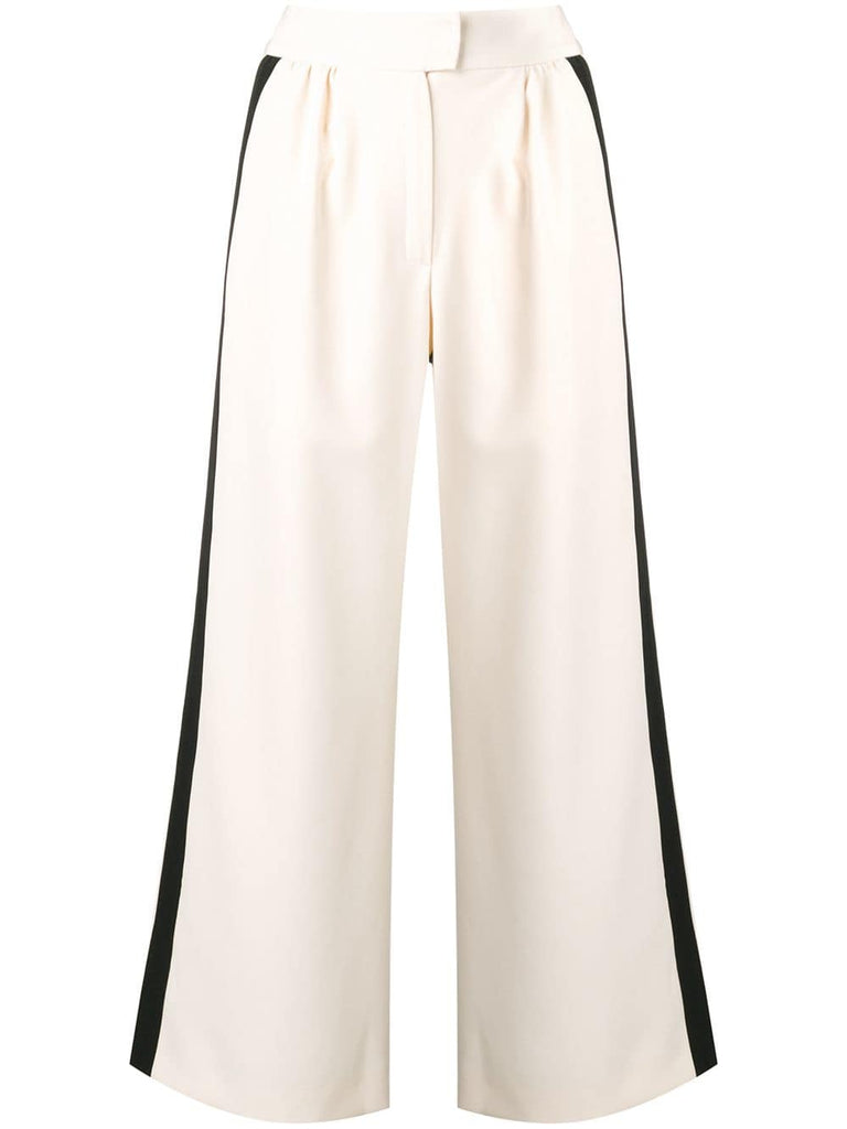 two-tone wide leg trousers