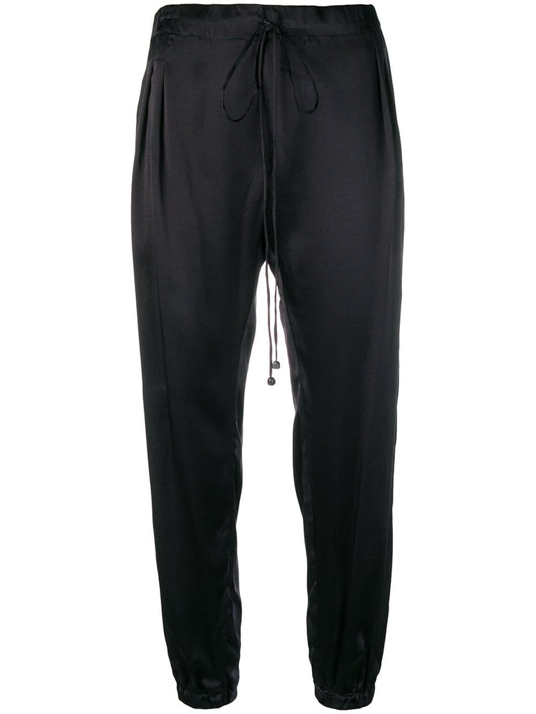 satin-finish joggers