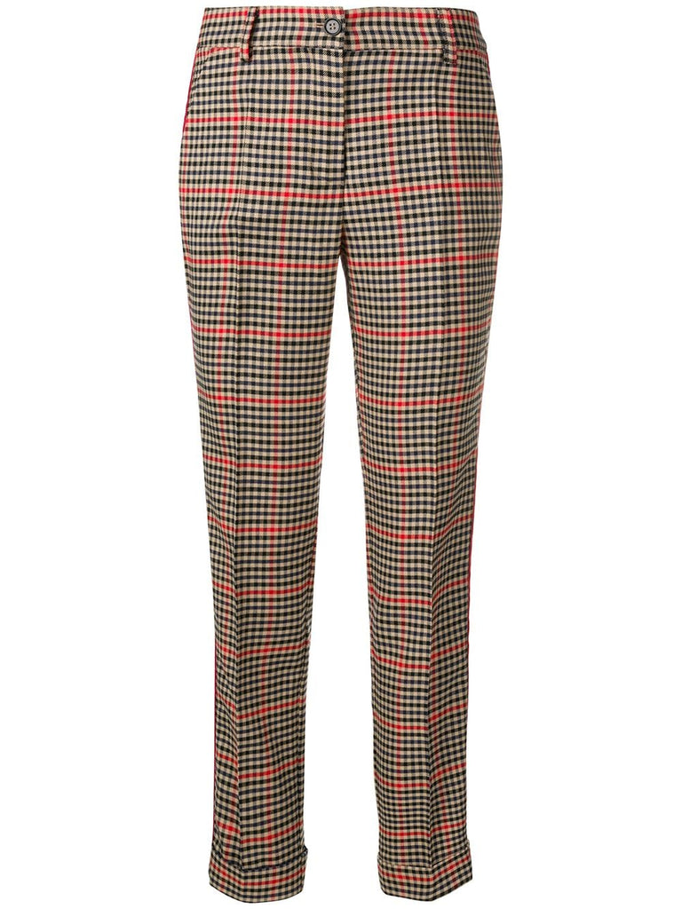 checked cropped trousers