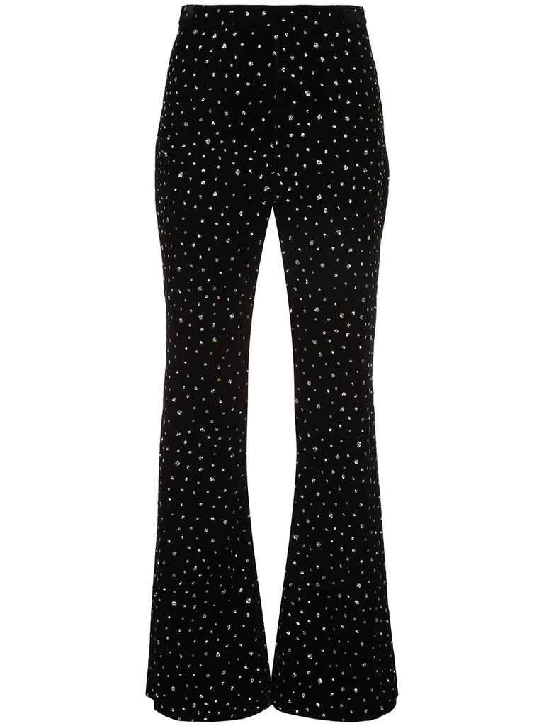 crystal embellished flared trousers