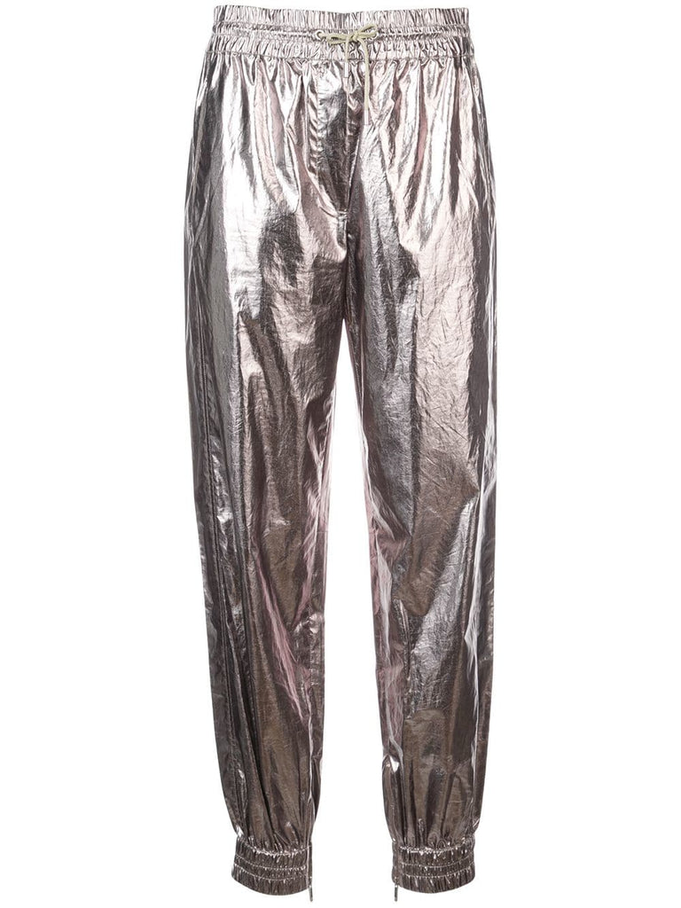 metallic structured trousers