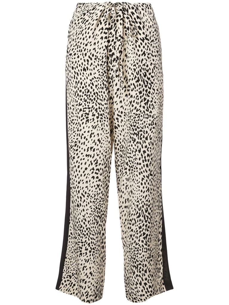 animal print silk trousers